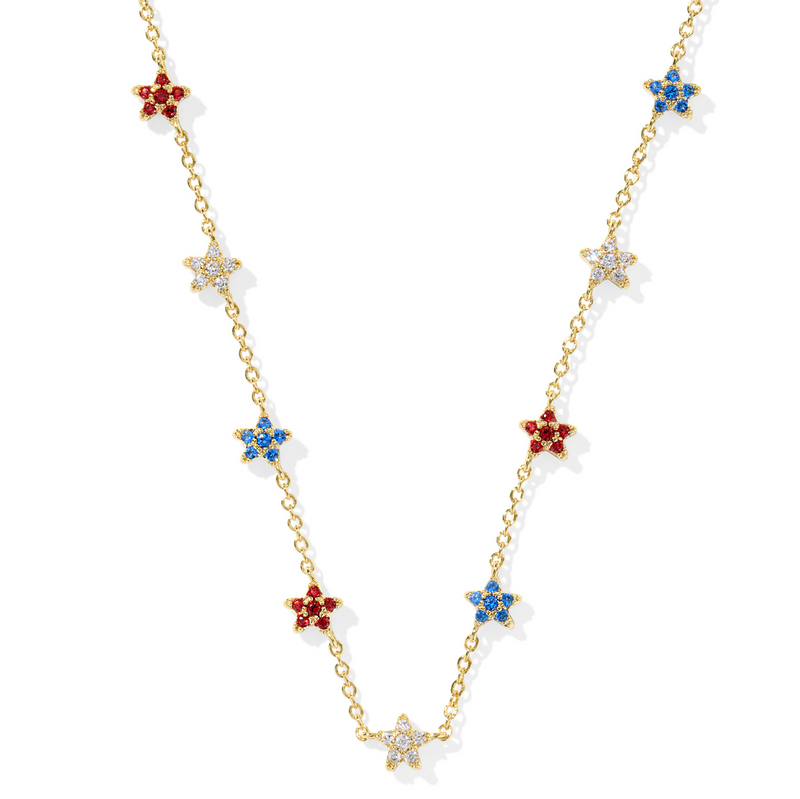 Sierra Star Crystal Strand Necklace - Red, White & Blue