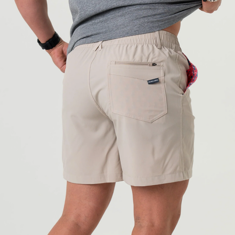 Burlebo Everyday Shorts - Light Khaki with American Flag Pocket