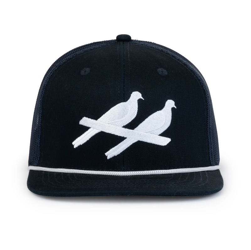 Two Dove Logo Rope Trucker Cap - Navy