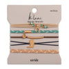 Set of hair ties and bracelets on a 'kl'ani' branded card with 'stride' text.