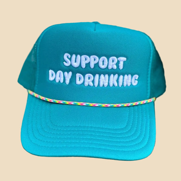 Teal cap with 'Support Day Drinking' text 