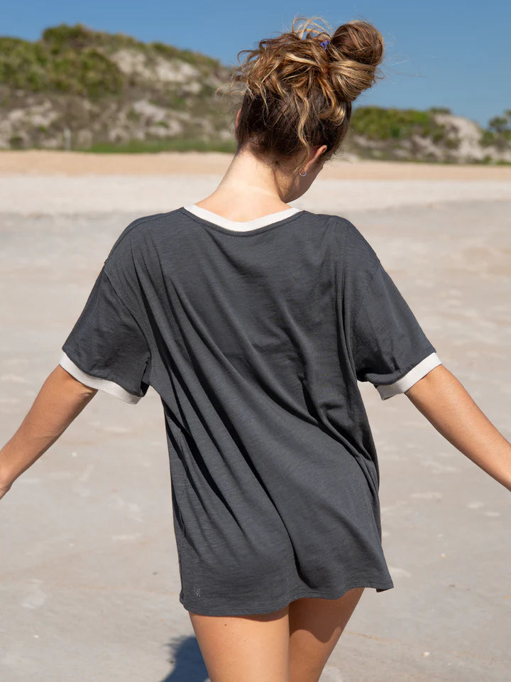 Natural Life Ringer Tee Charcoal