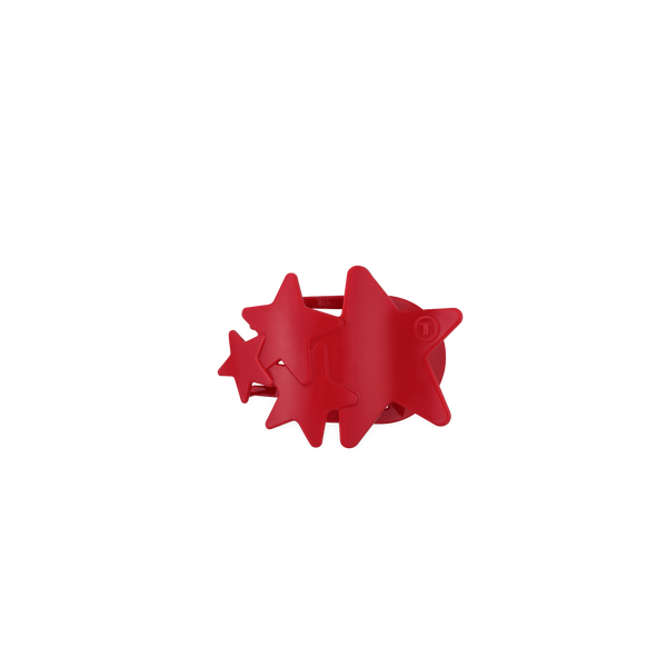 Red star-shaped object on a white background