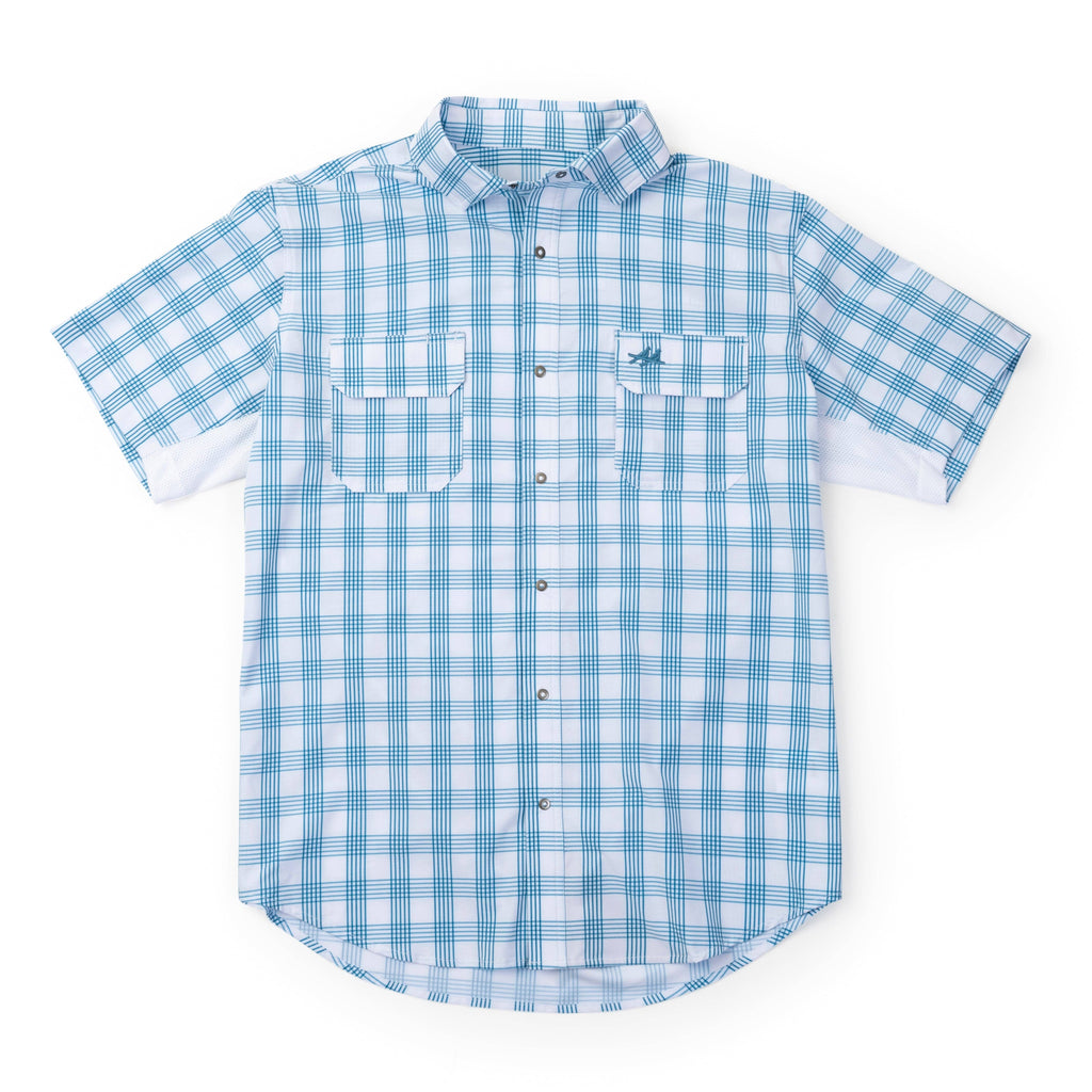 Blue and white checkered shirt on a white background
