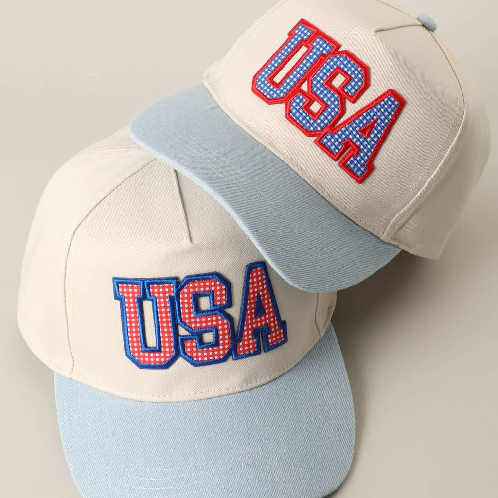 baseball cap with USA embroidered patch