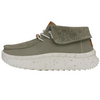 Green casual shoe with white sole on a white background
