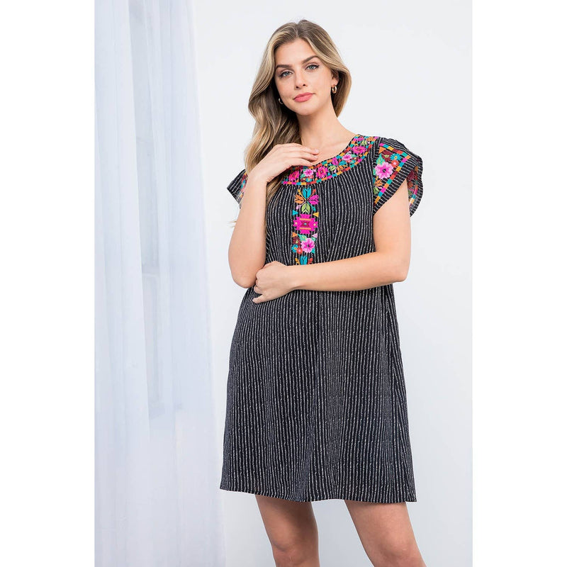 Embroidered Short Sleeve Dress