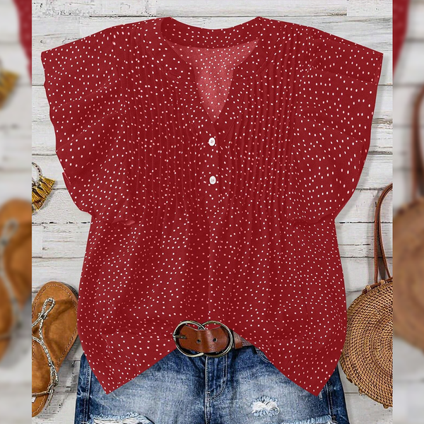 Summer Sleeveless V-Neck Polka Dot Top