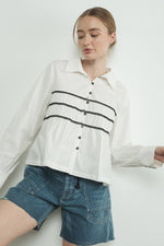 CONTRAST LACE BABYDOLL BUTTON DOWN SHIRTS