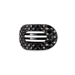 Flat Round Hair Clip | Jet Black Quilted