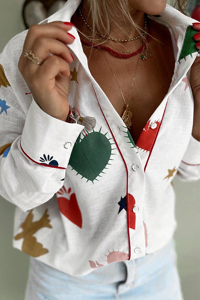 Summer Floral Long Sleeve Casual Top