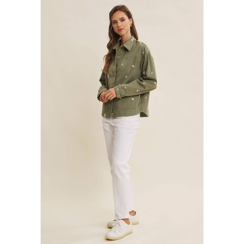 Embroydery Cotton Twill Utility Jacket