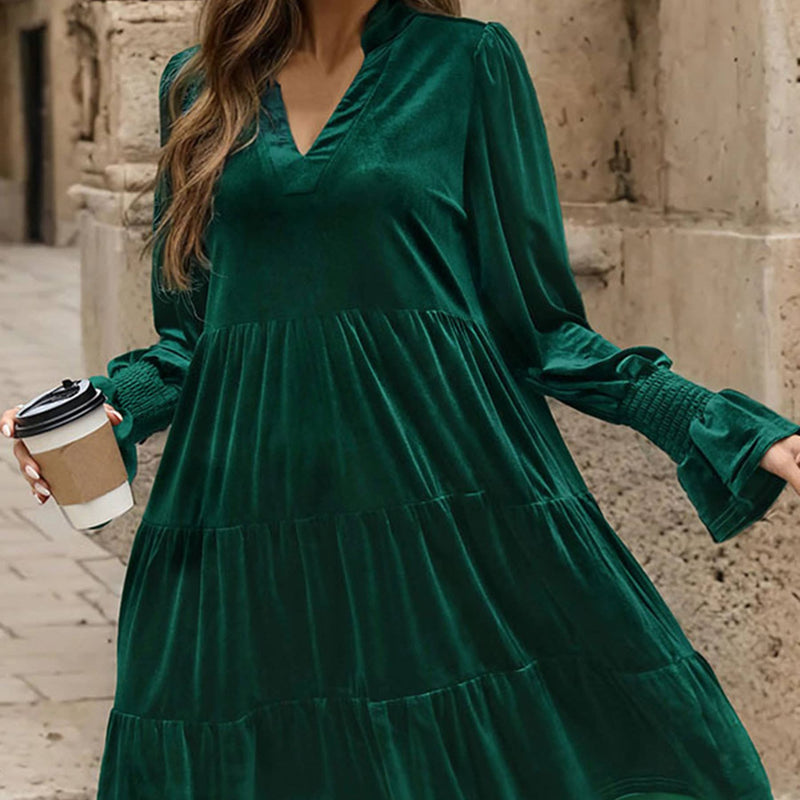 Long Sleeved Velvet Dress