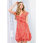 Spotted Ruffle Wrap Dress
