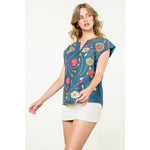 Flower Embroidered Textured Top