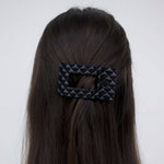 Flat Rectangle Hair Clip | Jet Black Quilted