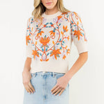 Short Sleeve Floral Knit Top