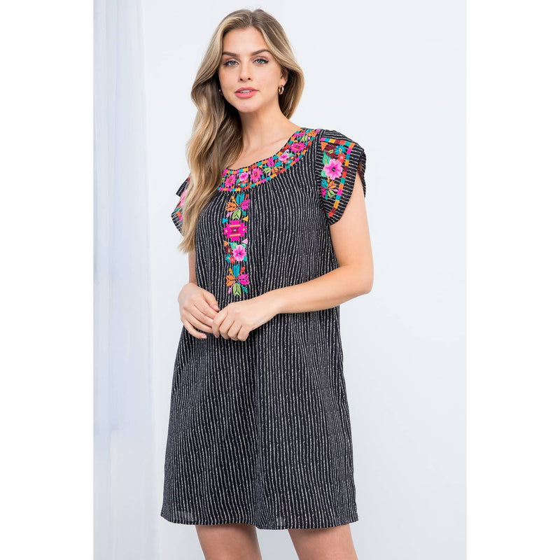 Embroidered Short Sleeve Dress