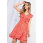 Spotted Ruffle Wrap Dress