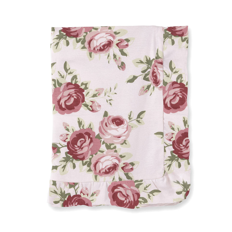 Baby Girl's Cabbage Rose Cotton Blanket