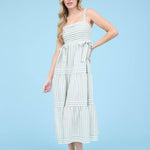 Stiped Tiered Midi Dress