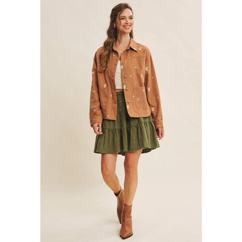 Embroydery Cotton Twill Utility Jacket