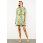 Puff Sleeve Abstract Print Dress