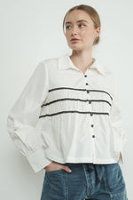 CONTRAST LACE BABYDOLL BUTTON DOWN SHIRTS