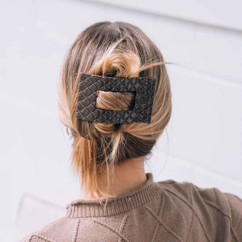 Flat Rectangle Hair Clip | Truly Taupe Quilted