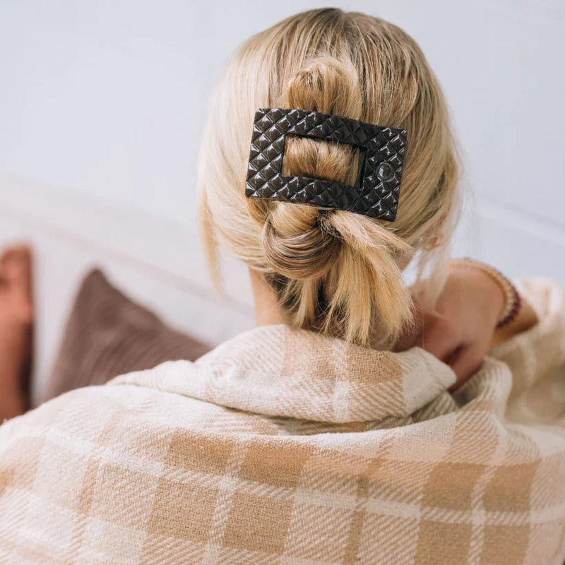 Flat Rectangle Hair Clip | Truly Taupe Quilted