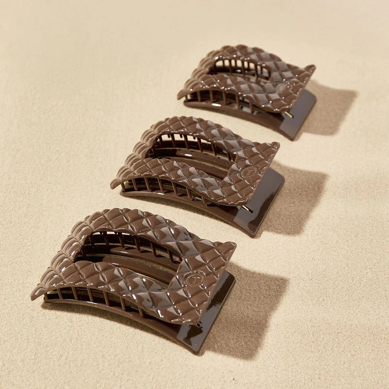 Flat Rectangle Hair Clip | Truly Taupe Quilted
