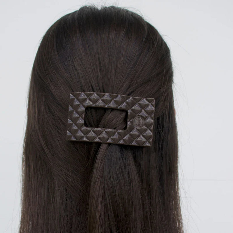 Flat Rectangle Hair Clip | Truly Taupe Quilted