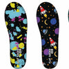 Colorful insole with space-themed design and 'Flat Socks Kids' branding.