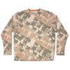 Camouflage long-sleeve shirt on a white background