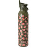 Green water bottle with pink floral pattern and 'swig' branding on a white background