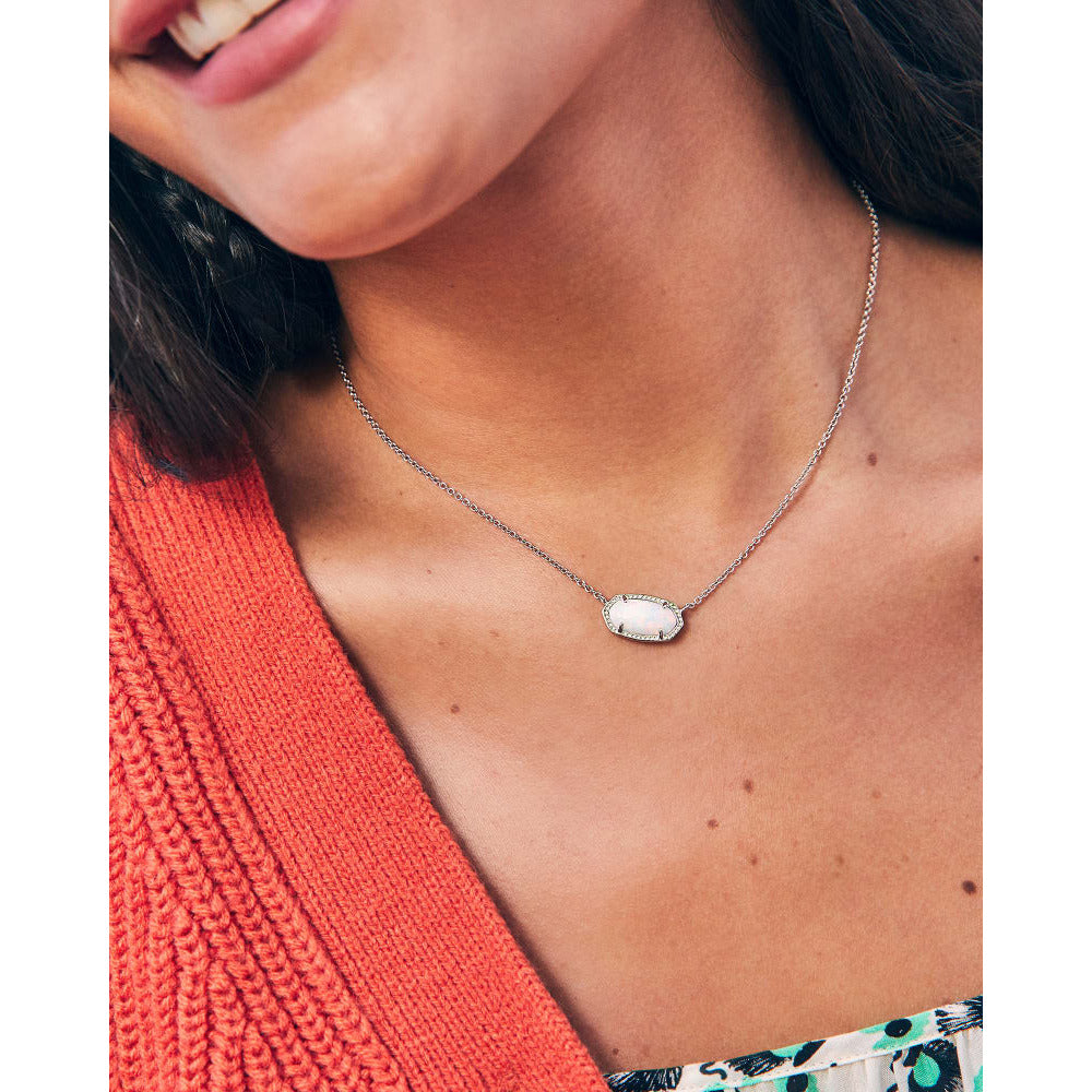 Cross Silver Pendant Necklace in White Kyocera Opal | Kendra Scott
